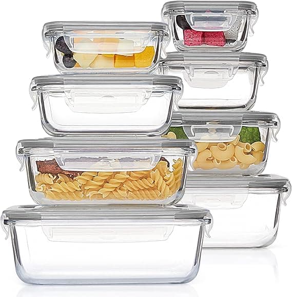 Vtopmart 8 Pack Glass Meal Prep Containers with Leak Proof Locking Lids, Airtight Food Storage Containers for Microwave, Oven, Freezer and Dishwasher, BPA Free, Grey on Amazon.ae - Price Tracker