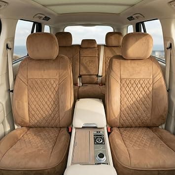 Luxury 5 Pcs Soft Fabric Cross Over (SUV Car) Car Seat Cover Full Set - Universal Fit, Waterproof Automotive Seat Protector, Breathable Anti-Slip Car Cushion Pad - Saffron على Amazon.ae - متتبع الأسعار