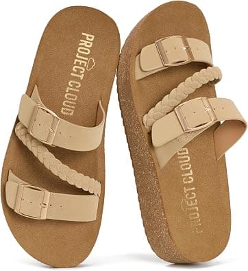 Project Cloud Platform Sandals Women - Eco-Crafted Leather Womens Summer Shoes with Lightweight Adjustable Buckle and Non-Slip Outsole Summer Sandals for Women 2026 على Amazon.ae - متتبع الأسعار