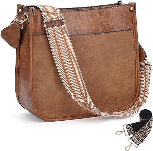 HKCLUF Crossbody Bags for Women Trendy Vegan Leather Hobo Handbags With 2PCS Adjustable Guitar Strap Shoulder Bucket Bags on Amazon.ae - Price Tracker