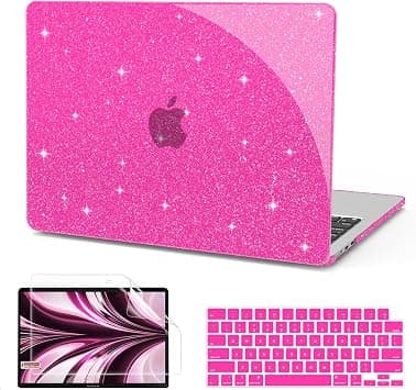 B BELK Compatible with MacBook Air 13 inch Case 2026 2025-2022 M5 M4 M3 M2 A3449 A3240 A3113 A2681, Plastic Hard Shell+Keyboard Cover+Screen Protector for MacBook Air 13.6 inch Case, Sparkly Hot Pink على Amazon.ae - متتبع الأسعار