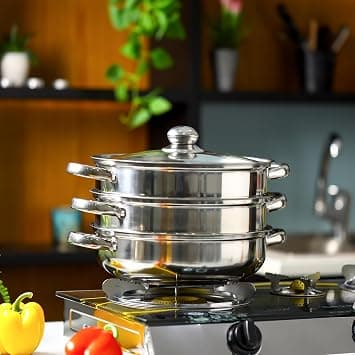 Delcasa 3 Layer Stainless Steel Steamer, 4.0 Liter Capacity, Silver on Amazon.ae - Price Tracker