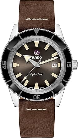 Rado Men's Captain Cook Leather Swiss Automatic Watch, Brown (R32505305), Brown, Automatic Watch on Amazon.ae - Price Tracker