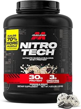 MuscleTech Performance Series Nitro Tech| 30g Protein| With Creatine Monohydrate, BCAA & Glutamine & Precursors |For Lean Muscle Gain| Sports Nutrition | 4 lbs (1.81 Kg) (Cookies & Cream) on Amazon.sa - Price Tracker
