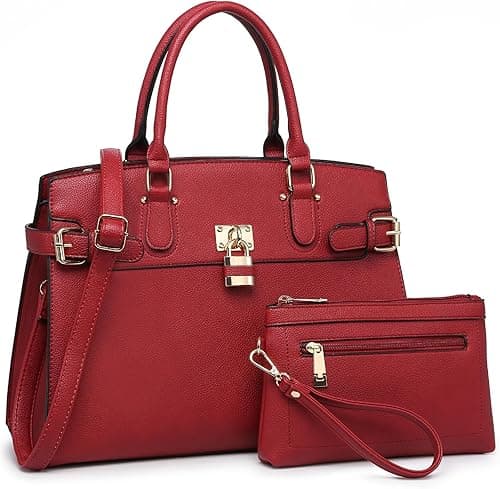 Women Handbags and Purses Fashion Satchel Tote Work Bags Top Handle Shoulder Purses with Matching Wristlet on Amazon.ae - Price Tracker