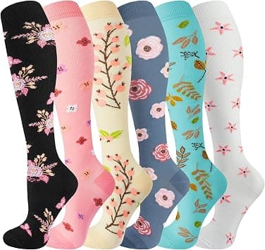 TERRIFI 6Pairs Unisex Compression Knee High Socks for Enhanced Circulation 20-30 mmHg - Ideal for Athletics, Medical Professionals, and Travel Comfort on Amazon.ae - Price Tracker