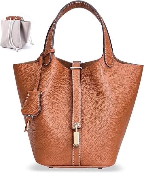 Designer Leather Bucket Bags for Women: Trendy Genuine Leather Tote Purses - Best Luxury Satchel Ladies Top-Handle Handbags on Amazon.ae - Price Tracker