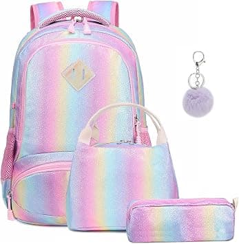 Backpack Girls School Backpack Rainbow Glitter Backpack Children's Backpack School Bags Set Teenager Colourful School Backpack Women's Casual Daypack for Travel Work, rainbow, Einheitsgröße, on Amazon.ae - Price Tracker