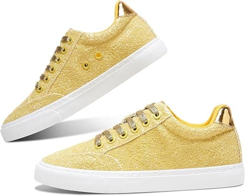 Jeekopeg Glitter Sparkly Fashion Sneakers Shoes Shiny Casual Shoes Bling Sequin Concert Low Cut Lace up on Amazon.ae - Price Tracker