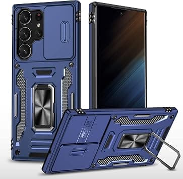 Slide Camera Cover for Samsung Galaxy S25 Ultra,Kickstand with Built-in 360° Rotate Magnetic Ring Stand Shockproof Protective Armor Cover,Blue على Amazon.ae - متتبع الأسعار