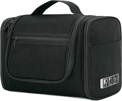 WANDF Large Hanging Toiletry Bag Travel Cosmetic Makeup Organizer Water-Resistant Shower Bathroom Bag for Women and Men (Black) on Amazon - Best Deal Finder