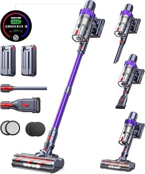 Cordless Vacuum Cleaner, 2 Batteries 110 Mins Runtime Vacuum Cleaners for Home, 45KPA 550W Stick Vacuum with Brushless Motor, Automatically Adjust Suction, Handheld Vacuum for Pet Hair/Carpet/Floor on Amazon - Best Deal Finder