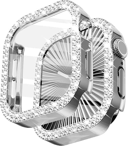 Surace Bling Apple Watch Case with Screen Protector Compatible with Apple Watch Series 11 Series 10 42mm, Crystal Diamond Overall Protective Case Face Cover Bumper 42mm, Silver on Amazon.ae - Price Tracker