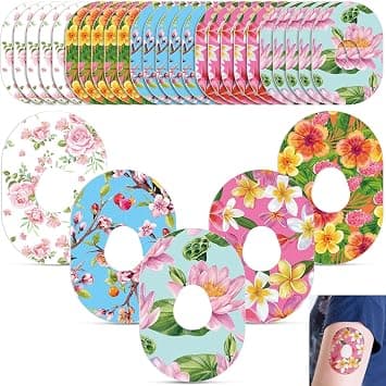 25Pcs Adhesive Patches for Dexcom G7, Water and Sweat Resistant Flexible Pre-Cut CGM Sensor Tape Patches, Long Lasting Patches Compatible with Dexcom G7 Accessories Colorful Floral on Amazon.ae - Price Tracker