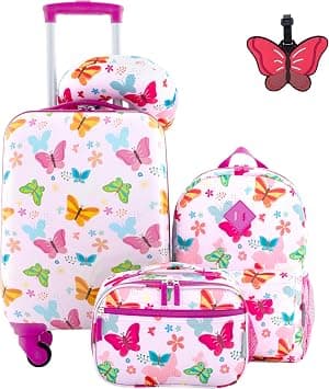 Travelers Club 5-Pc 18" Kids Luggage Set With 360° 4-Wheel Spinner System, Butterfly على Amazon.ae - متتبع الأسعار