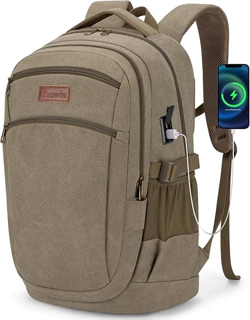 Tzowla Vintage Canvas Laptop Backpack for Men and Women,College Travel Work Rucksack Fit 15.6 Inch Laoptop on Amazon.sa - Price Tracker