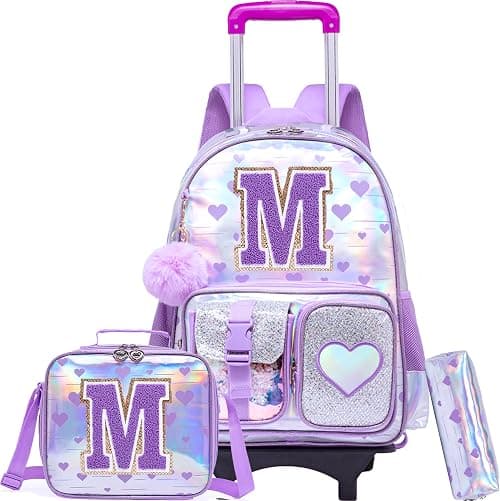 Rolling Backpack for Girls Kids Backpack with Wheels Backpacks for Elementary with Lunch Box Trolley Luggage on Amazon.ae - Price Tracker