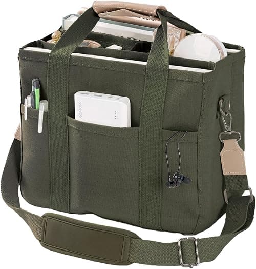 Canvas Tote Bag with Multi Pockets Crossbody Tote Bag for Women Trendy Shoulder Handbag Everything Tote Bag with Compartments on Amazon.ae - Price Tracker