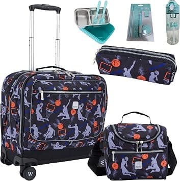 WIRES School Bag 6-Piece Set All-in-One8 Wheels Rolling Backpack with Pencil Case Lunch Bag and Trolley Water Resistant Wheeled bag for School College Office-Unisex W24578, 19 on Amazon.ae - Price Tracker