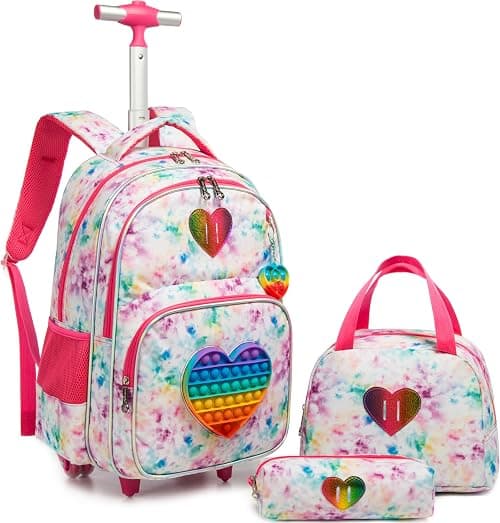 Meetbelify Bowknot Rolling Backpack for Gilrs Backpacks with Wheels Kids Wheeled Suitcase Luggage on Amazon.ae - Price Tracker