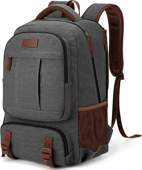Tzowla Canvas Laptop Backpack,School Backpack for Men Women,Travel Rucksack Fits 15.6-17.3"Laptop, Bookbag with USB Charging Port on Amazon - Best Deal Finder