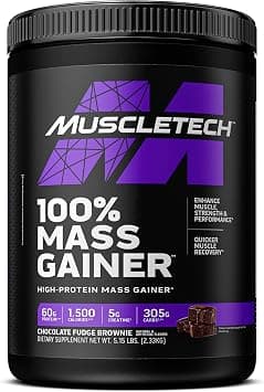 Muscletech 100% Mass Gainer High-Protein Powder Enhance Muscle, Strength, Performance & Quicker Muscle Recovery - 5g Creatine, 305g Carbs & 1500 Calories, Chocolate Fudge Brownie Flavor 5.15 lbs on Amazon.sa - Price Tracker