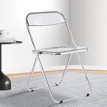 Clear Acrylic Folding Chair with Steel Chrome Frame, Luxury Transparent Foldable Chair for Dining, Makeup, Home, Office, Party & Events Indoor and Outdoor (Clear) على Amazon.ae - متتبع الأسعار