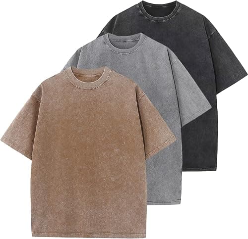 Men’s Cotton T-Shirt, Oversized, Unisex, Short-Sleeved, Casual, Loose Fit, Washed, Solid Color on Amazon - Best Deal Finder