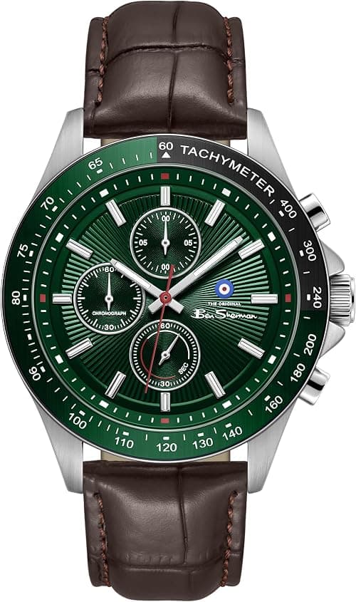 Ben Sherman Winchester Quartz Sport Chronograph Watch for Men, 43.2mm, Stainless Steel Case with Genuine Leather Strap, Mineral Glass, 3 ATM, Premium Stylish Gift for Men on Amazon.ae - Price Tracker