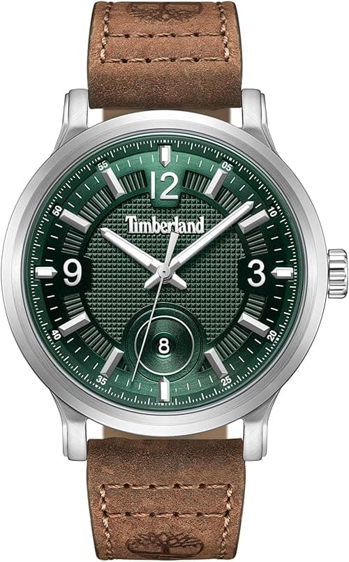 Timberland Driscoll Quartz - Mens Watch - Green Dial, Brown Leather Strap, Green, strap on Amazon.ae - Price Tracker