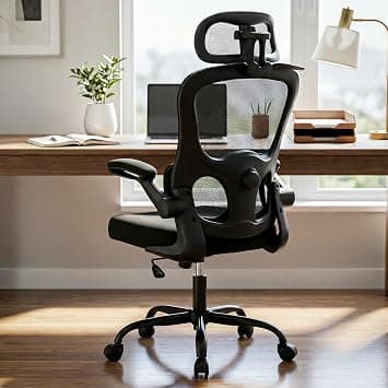 DROGO Premium Ergonomic Office Chair for Work from Home | 3D Adjustable Headrest | High Back Mesh Computer Chair with Flip-Up Armrest, Recline & Adjustable Lumbar Support | Desk Chair (Black) على Amazon.ae - متتبع الأسعار