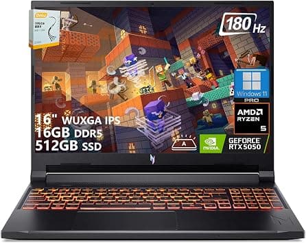 acer Nitro V 16 AI Gaming Laptop | 16" WUXGA IPS 180Hz | AMD Hexa-Core Ryzen 5 240 | 16GB DDR5 512GB SSD | GeForce RTX 5050 8GB DLSS4 (Up to 440 AI Tops) | Backlit Keyboard Win11 Pro w/DLCA Accessory on Amazon.ae - Price Tracker