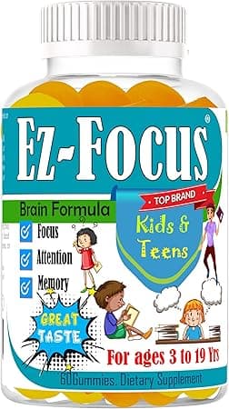 Ez Focus Gummies for Kids Brain Focus Chewable Focus Vitamins and Attention Supplement For Kids, Children and Teens Great Taste Kids Gummies for Focus Calming Natural Omegas DHA School Study Task on Amazon.ae - Price Tracker