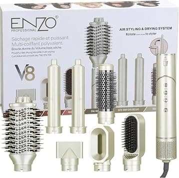 ENZO EN-755 Professional Air Styling and Drying System, 8-in-1 Hot Air Brush Set, Multi-Styling Hair Tools على Amazon.ae - متتبع الأسعار