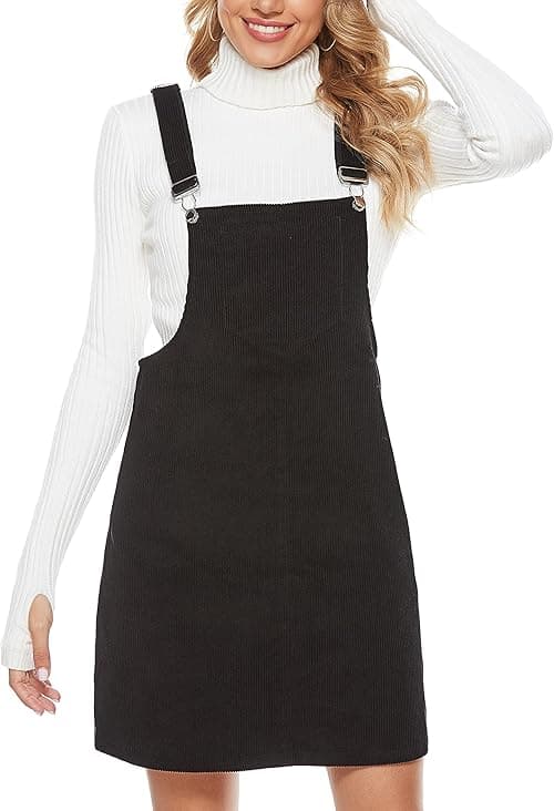Yeokou Womens Casual Corduroy Bib Knee Length Overalls Pinafore Midi Dress Jumpsuit on Amazon.ae - Price Tracker