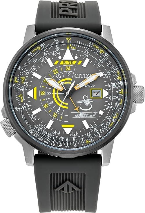 Citizen Men's Eco-Drive Promaster Eco Nighthawk Watch, Stainless Steel, Black Polyurethane Strap, Gray Dial, Dual Time, Date (Model: BJ7004-43H) on Amazon.ae - Price Tracker