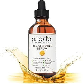 PURA D'OR (4oz) 20% Vitamin C Serum for Face and Eye with Hyaluronic Acid, Vitamin E and Argan Oil, Treatment for Dark Spots, Acne, and Wrinkles, Men & Women (Packaging may vary) on Amazon - Best Deal Finder