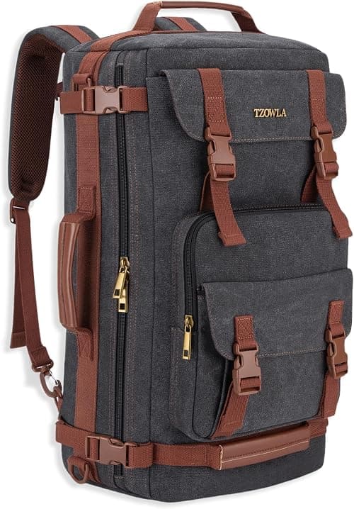 Tzowla Canvas Travel Backpack Carry on Flight Approved,Large Vintage Messenger Bag,3-in-1 Convertible Backpacks Duffel Bag,Personal ltem Laptop Rucksack for Men and Women Fit 17 Inch Laptop on Amazon.ae - Price Tracker
