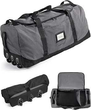BAGSMART 83L Foldable Rolling Duffle Bag with Wheels, Large Duffle Bag for Travel, Travel Luggage Bag for Camping Sport College, Water Resistant, Dark Gray, 83l Foldable Rolling Duffle Bag على Amazon.ae - متتبع الأسعار