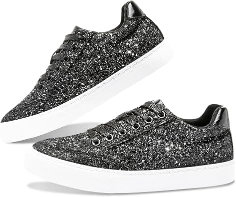 Jeekopeg Glitter Sparkly Fashion Sneakers Shoes Shiny Casual Shoes Bling Sequin Concert Low Cut Lace up on Amazon.ae - Price Tracker