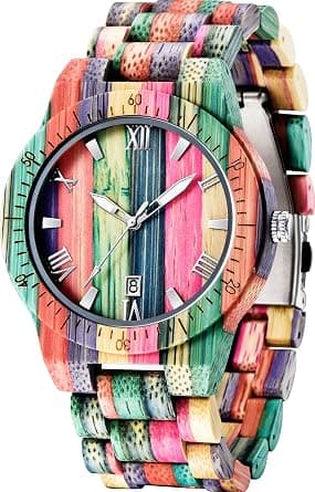 Wooden Watches for Men Handmade Colorful Bamboo Wood Watch Analog Quartz Men's Wooden Watch… on Amazon.ae - Price Tracker