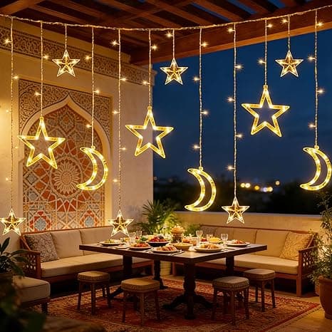 Yoawllty Ramadan Decorations for Home, 138 LED Colorful Ramadan Lights, Moon Star Lights Hanging for Home Decoration on Amazon.ae - Price Tracker