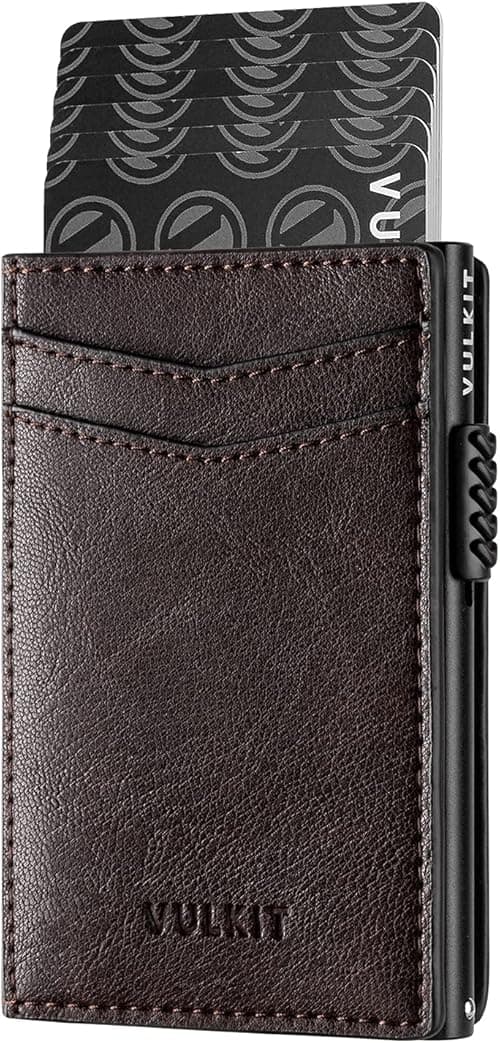 VULKIT Men's Slim Wallet Pop Up Card Holder RFID Blocking Metal Wallet Minimalist Design Holds Up to 11 Cards on Amazon.ae - Price Tracker