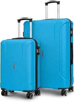 Crista Series Set of 2 Luggage | Lightweight Small 10KG & Large 30KG ABS 8 Wheels Trolley Hardsided Travel Suitcase (Blue, Set of 2 (Cabin + Large)) on Amazon.ae - Price Tracker