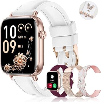 Iaret Smart Watch for Women, 1.83" HD Fitness Tracker with 4 Bands, Answer/Make Calls, Heart Rate/Sleep/SpO2/Step Tracking, 100+ Sport Modes, Android/iPhone Compatible Gift (White) on Amazon.ae - Price Tracker