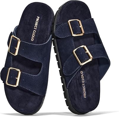 Project Cloud 100% Genuine Leather Womens Sandals Comfortable & Non-Slip Slides for Women - Plush & Soft Insole Ladies Sandals Women Footwear (Lanura) on Amazon.ae - Price Tracker