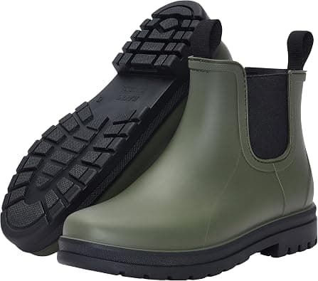 planone Orthopedic Wide Width Short Rain Boots for Women, Fashion Waterproof Chelsea Boots Outdoor Garden Ankle Muck Boots, Non Slip Work Rubber Shoes with Comfort Insole على Amazon.ae - متتبع الأسعار