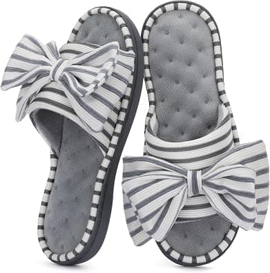 ULTRAIDEAS Women's Memory Foam Open Toe Slide Slippers with Cute Bowknot, Ladies' Slip on House Shoes Spa Slippers with Indoor Outdoor Anti-Skid Rubber Sole on Amazon.ae - Price Tracker