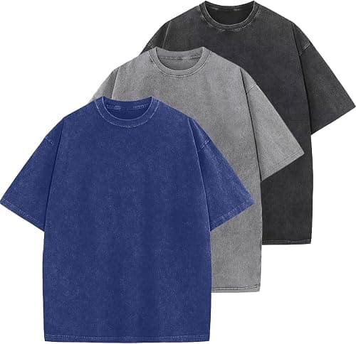 Men’s Cotton T-Shirt, Oversized, Unisex, Short-Sleeved, Casual, Loose Fit, Washed, Solid Color on Amazon - Best Deal Finder