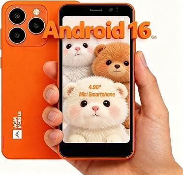 AGM N2 4G Unlocked Mini Smartphone, IP54 Dustproof Splashproof, 3000mAh Long Battery, 4.96" One-Hand Screen, Android 16 Go, Dual SIM, 256GB Expandable, Ideal for Backup/Elderly/Outdoor Use (Orange) على Amazon.ae - متتبع الأسعار